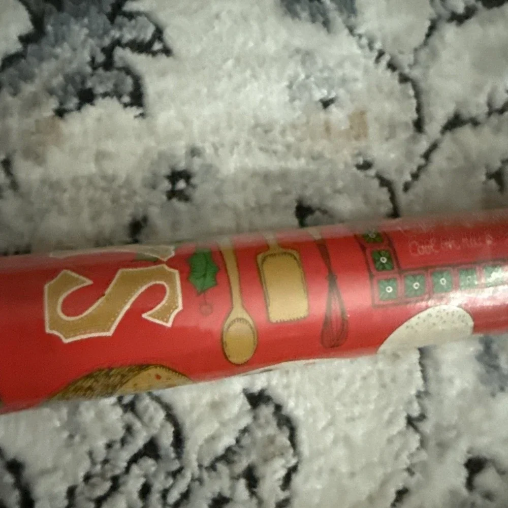 3 Rolls Vtg  Ambassador Christmas Wrapping Paper 17.5 sq ft Rolls Baking Recipe